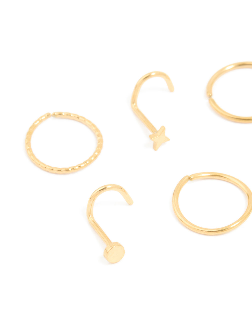 Surgical Steel Nose Stud & Ring 6-Pack