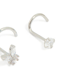 Surgical Steel Butterfly & Diamante Nose Studs 3-Pack - link has visual effect only
