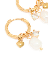 Waterproof Gold Plated Stainless Steel Freshwater Pearl Twist Hoop Earrings - link has visual effect only