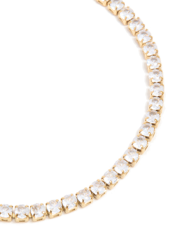 Waterproof Gold Plated Stainless Steel Cubic Zirconia Tennis Bracelet