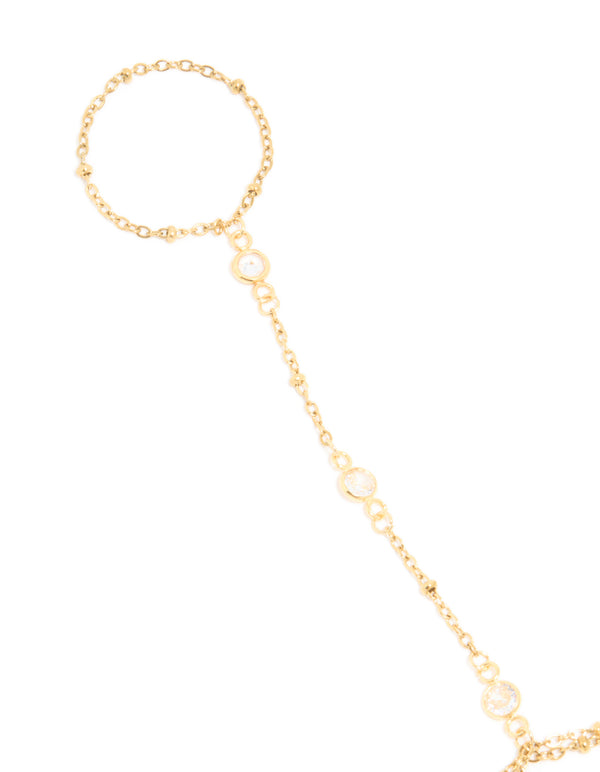 Waterproof Gold Plated Stainless Steel Cubic Zirconia Dainty Layered Hand Chain