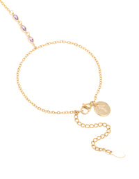 Waterproof Gold Plated Stainless Steel Cubic Zirconia Hand Chain - link has visual effect only