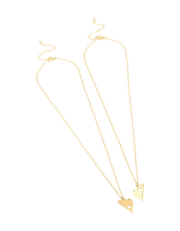 Waterproof Gold Plated Stainless Steel BFF Butterfly Necklaces 2-Pack