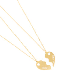 Waterproof Gold Plated Stainless Steel BFF Heart Necklaces 2-Pack - link has visual effect only