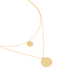 Waterproof Gold Plated Stainless Steel Disc Pendant Layered Necklace - link has visual effect only