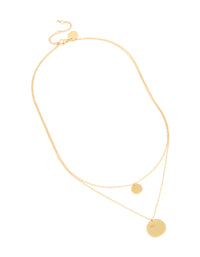 Waterproof Gold Plated Stainless Steel Disc Pendant Layered Necklace - link has visual effect only