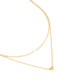 Waterproof Gold Plated Stainless Steel Star & Pearl Layered Necklace - link has visual effect only