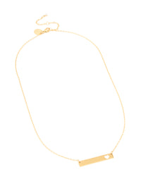Waterproof Gold Plated Stainless Steel Heart Engravable Bar Necklace - link has visual effect only