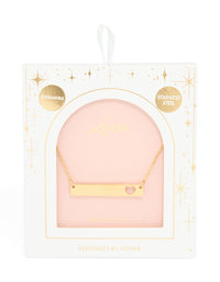 Waterproof Gold Plated Stainless Steel Heart Engravable Bar Necklace - link has visual effect only