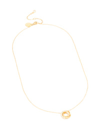 Waterproof Gold Plated Stainless Steel Tri Circle Link Necklace - link has visual effect only