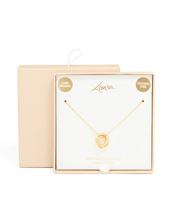 Waterproof Gold Plated Stainless Steel Tri Circle Link Necklace