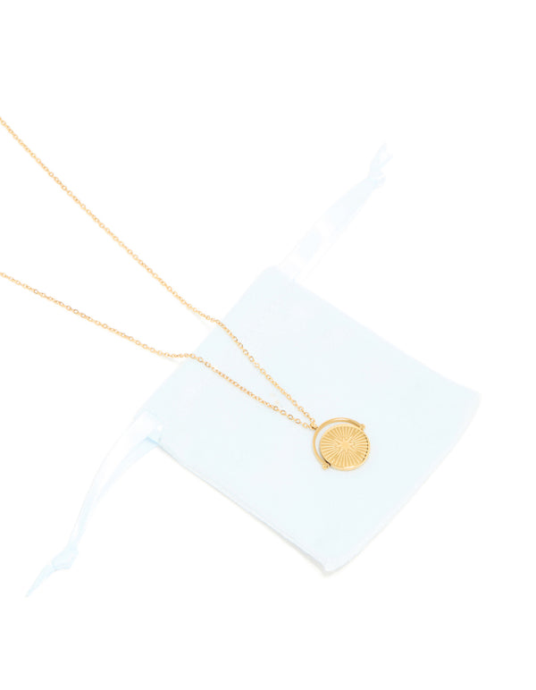 Waterproof Gold Plated Stainless Steel Celestial Spinner Pendant Necklace