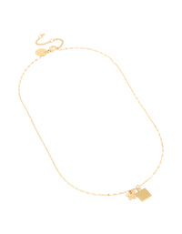 Waterproof Gold Plated Stainless Steel Square & Butterfly Pendant Necklace - link has visual effect only