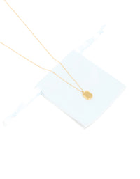 Waterproof Gold Plated Stainless Steel Round Rectangle Engravable Necklace - link has visual effect only