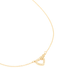 Waterproof Gold Plated Stainless Steel Cubic Zirconia Hollow Heart Necklace - link has visual effect only