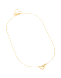 Waterproof Gold Plated Stainless Steel Cubic Zirconia Hollow Heart Necklace - link has visual effect only