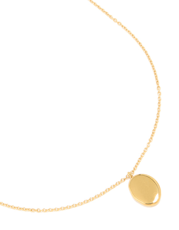Waterproof Gold Plated Stainless Steel Pebble Engravable Pendant Necklace