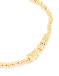 Waterproof Gold Plated Stainless Steel 'Te Amo' Stretch Bracelet - link has visual effect only