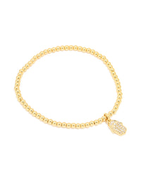 Waterproof Gold Plated Stainless Steel Hamsa Stretch Bracelet - link has visual effect only