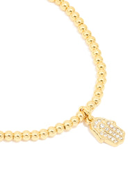Waterproof Gold Plated Stainless Steel Hamsa Stretch Bracelet - link has visual effect only