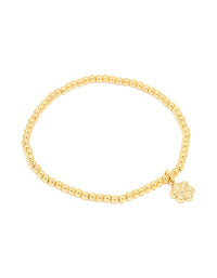 Waterproof Gold Plated Stainless Steel Flower Stretch Bracelet - link has visual effect only