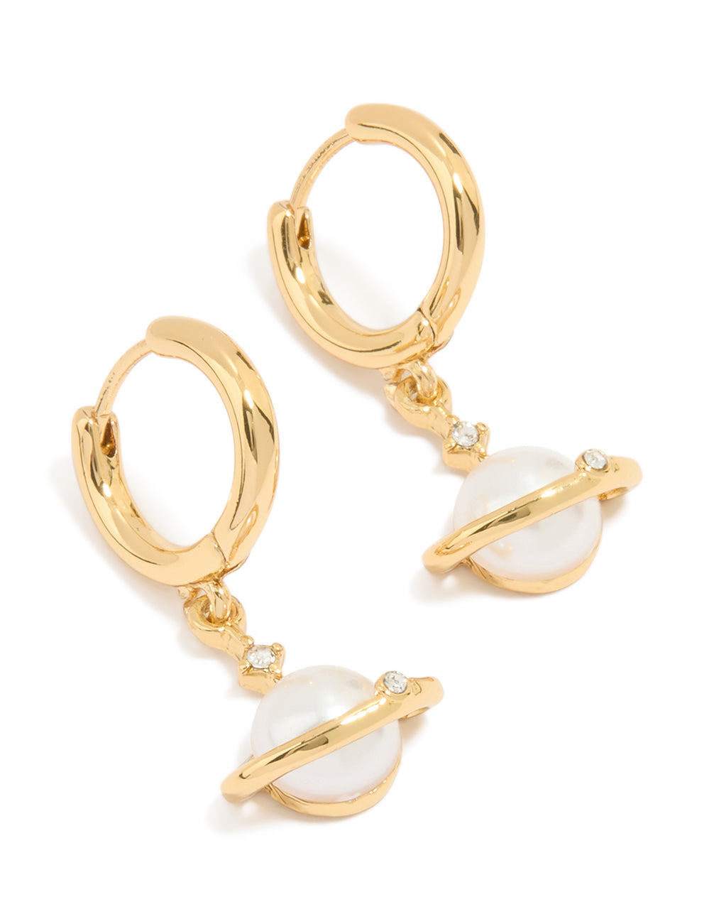 Gold Plated Pearl Planet Mini Earrings