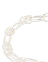 Silver Plated Cubic Zirconia Cross Link Bracelet - link has visual effect only