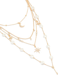 Gold Celestial Pearl Layered Y-Necklace - link has visual effect only