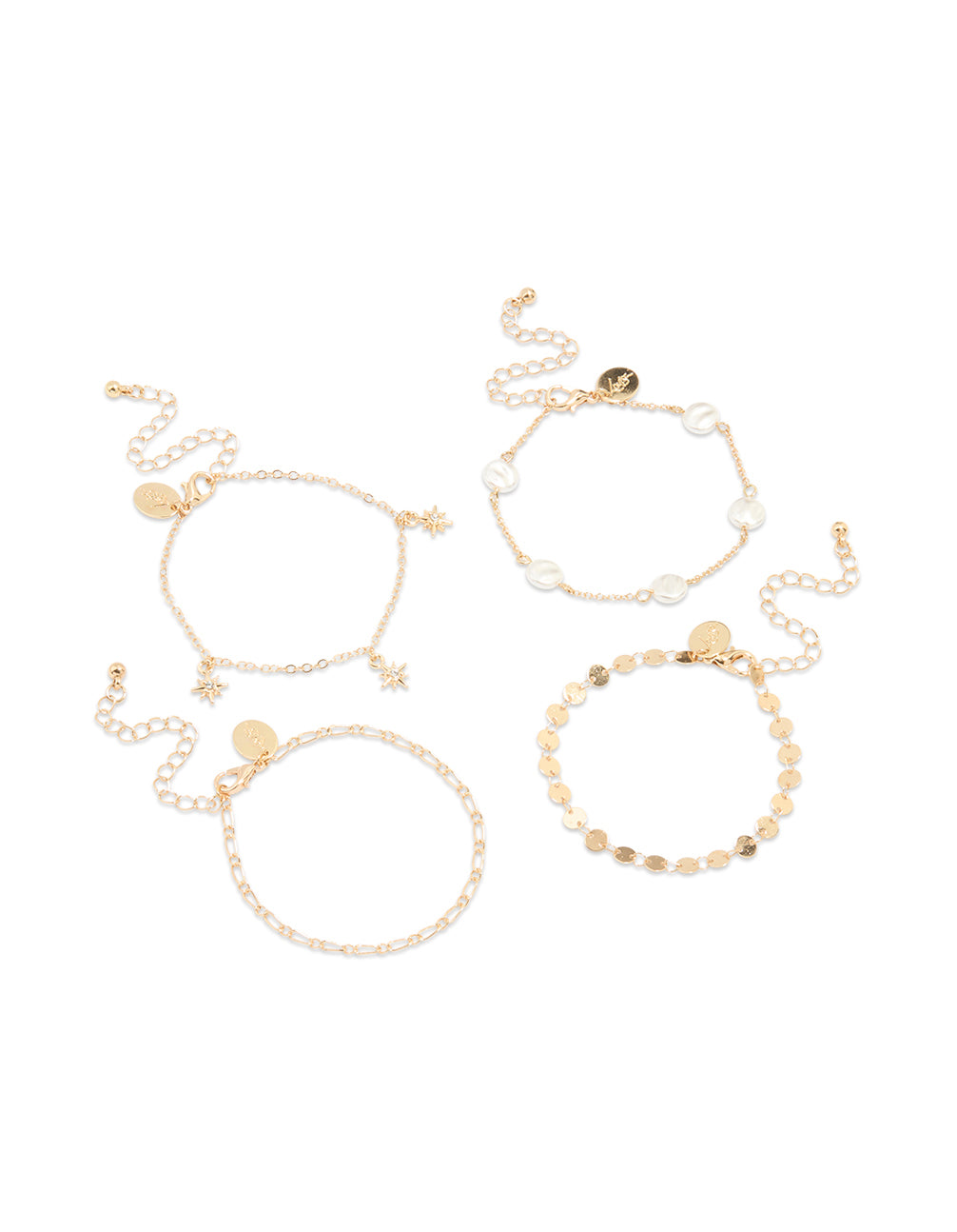 Gold Celestial Pearl Bracelets 4-Pack