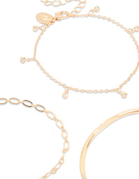 Gold Diamante & Droplet Bracelets 4-Pack - link has visual effect only