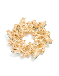 Gold Green Diamante Wreath Brooch - link has visual effect only