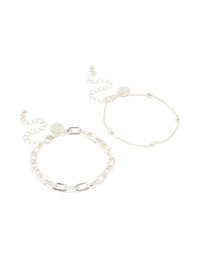Silver Diamante & Ball Chain Bracelets 2-Pack - link has visual effect only