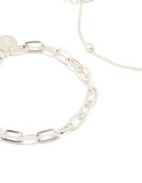 Silver Diamante & Ball Chain Bracelets 2-Pack - link has visual effect only