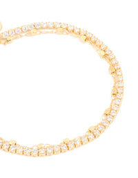 Gold Diamante Cup Chain & Chain Layered Bracelet - link has visual effect only