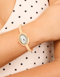Gold Oval Bangle Watch - link has visual effect only