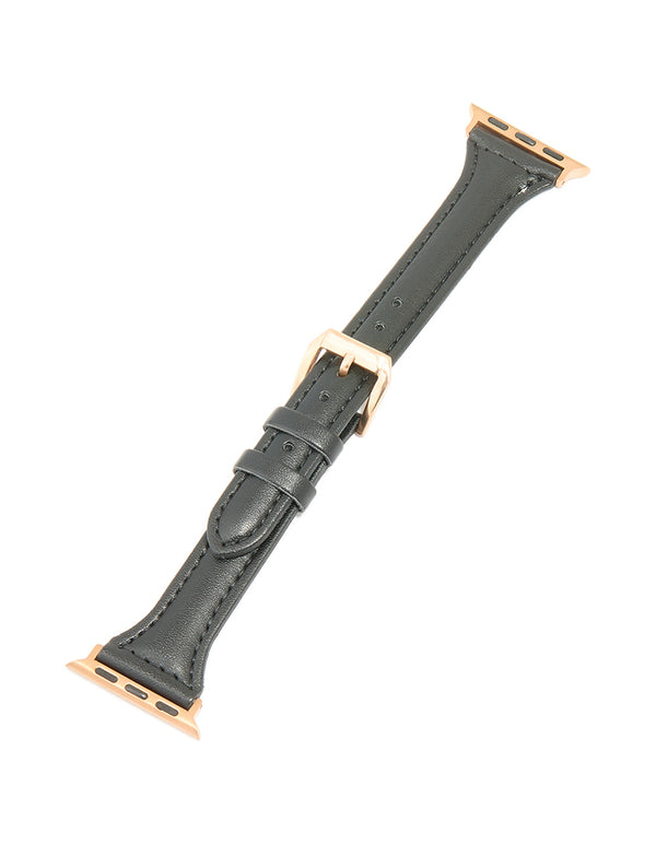 Rose Gold Black PU Leather Buckle Strap 38/40/41 mm