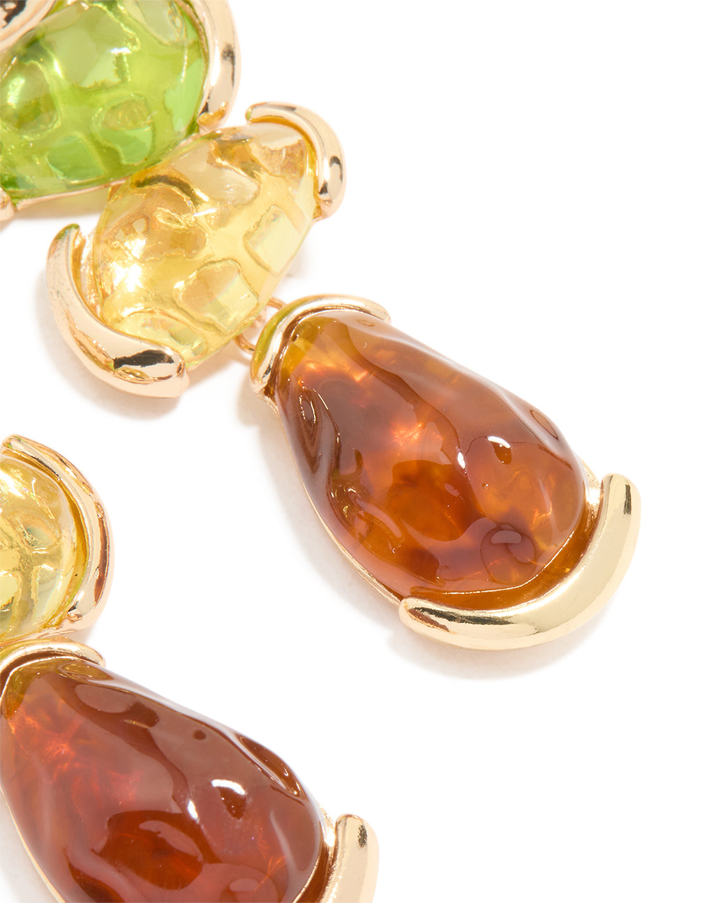 Gold Neutral Resin Molten Mixed Drop Earrings
