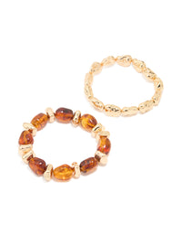 Gold Mixed Beaded Stretch Bracelets 2-Pack - link has visual effect only