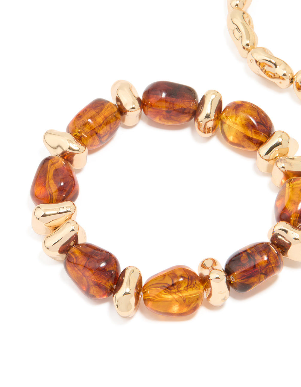 Gold Mixed Beaded Stretch Bracelets 2-Pack