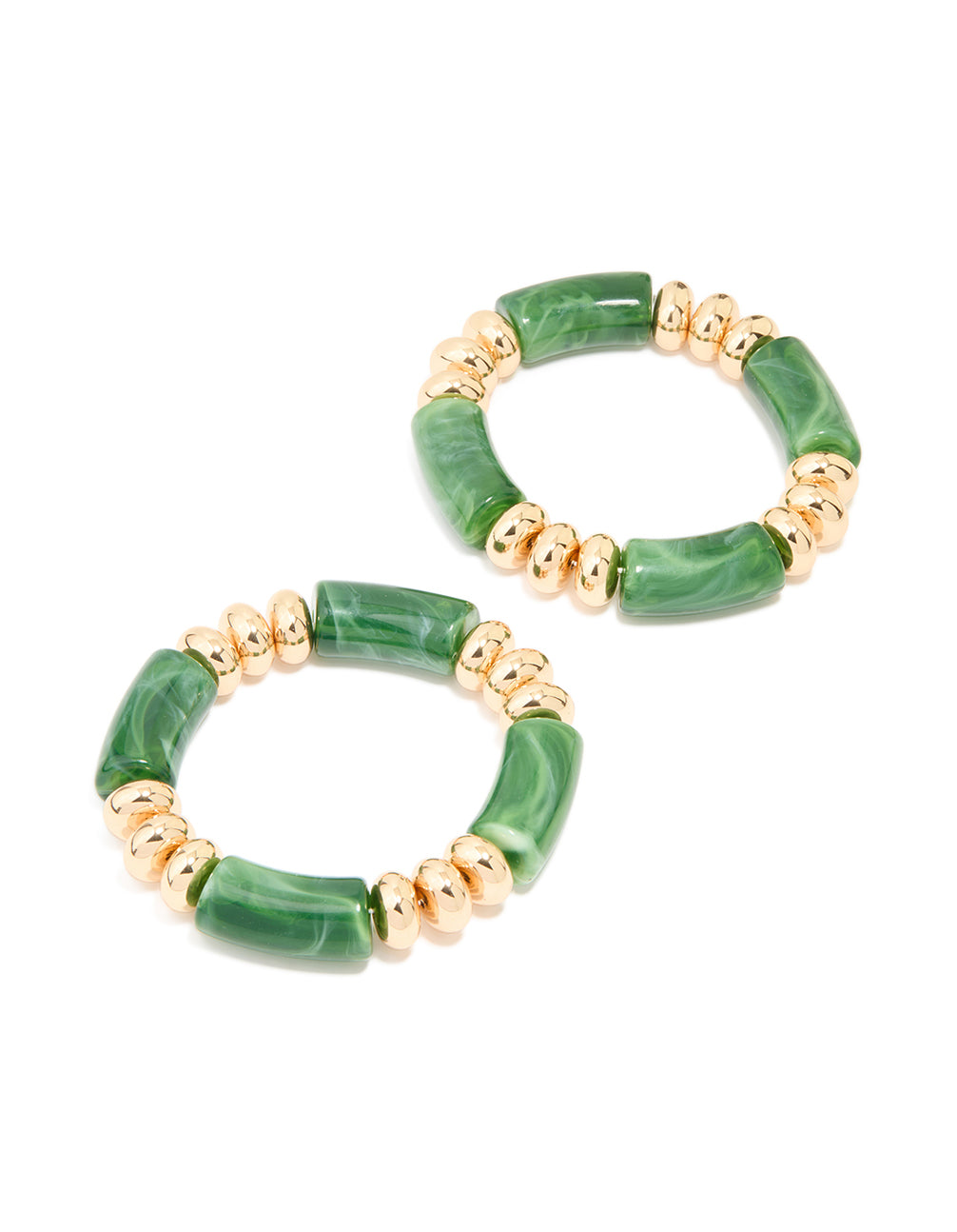 Green Marble Beaded Stretch Bracelets 2-Pack