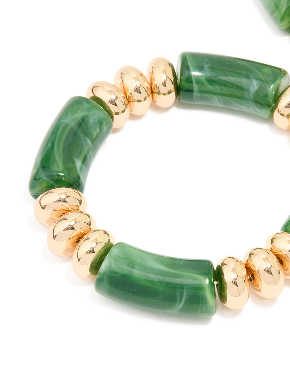 Green Marble Beaded Stretch Bracelets 2-Pack
