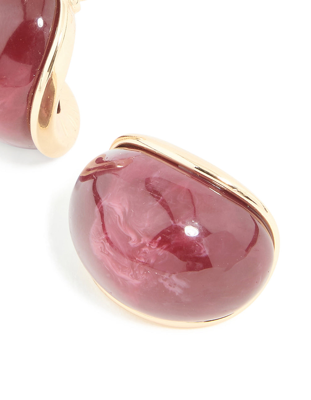 Gold Burgundy Resin Statement Hoop Earrings