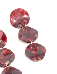 Gold Burgundy Triple Circle Drop Earrings - link has visual effect only