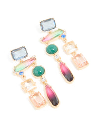 Gold Multicoloured Genuine Shell Drop Earrings - link has visual effect only