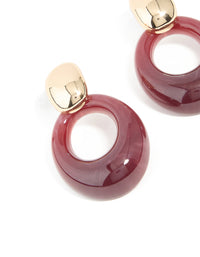 Gold & Burgundy Oval Drop Earrings - link has visual effect only