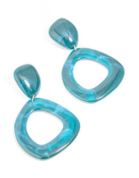 Blue Acrylic Organic Open Square & Oval Drop Earrings - link has visual effect only