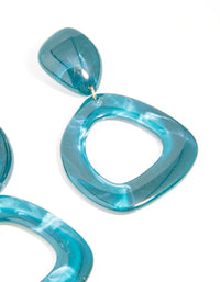 Blue Acrylic Organic Open Square & Oval Drop Earrings - link has visual effect only