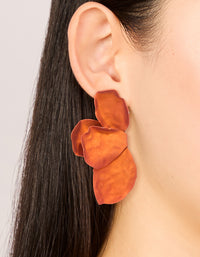 Orange Coated Metal Flower Petal Drop Earrings - link has visual effect only