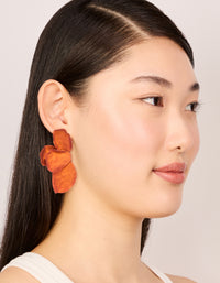 Orange Coated Metal Flower Petal Drop Earrings - link has visual effect only