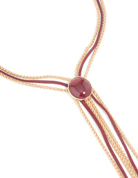 Gold Burgundy Western Boho Tassel Necklace - link has visual effect only